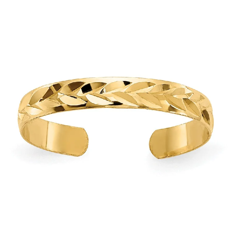 Minimalist rings with tiny diamond dot accents -Diamond-Cut 2mm Toe Ring in 14 Karat Gold