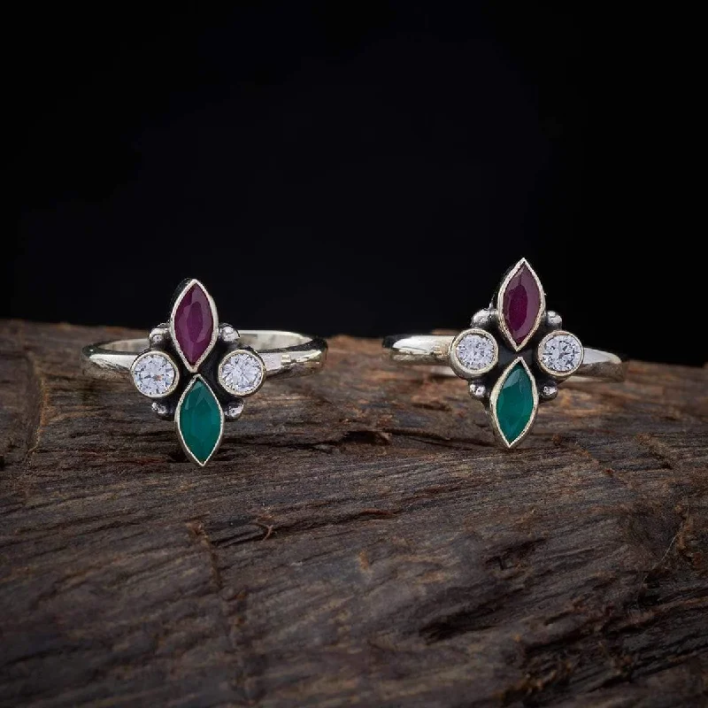 Rings with peacock ore for iridescent glow -92.5 Silver Toe Ring 140272