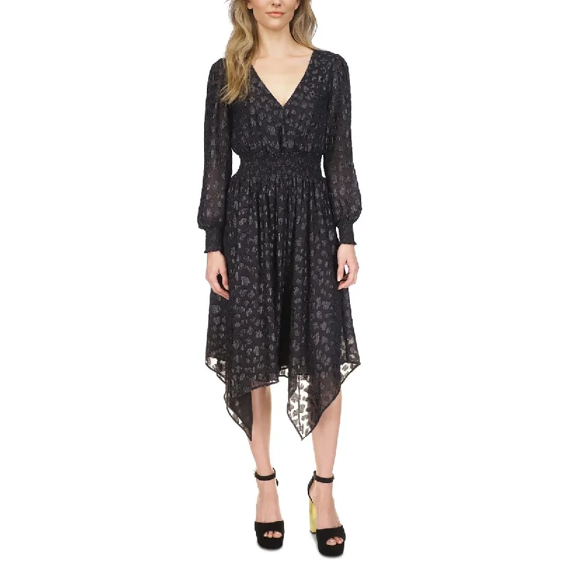 Indian Dresses with Intricacy -MICHAEL Michael Kors Womens Petites Metallic Mid Calf Midi Dress