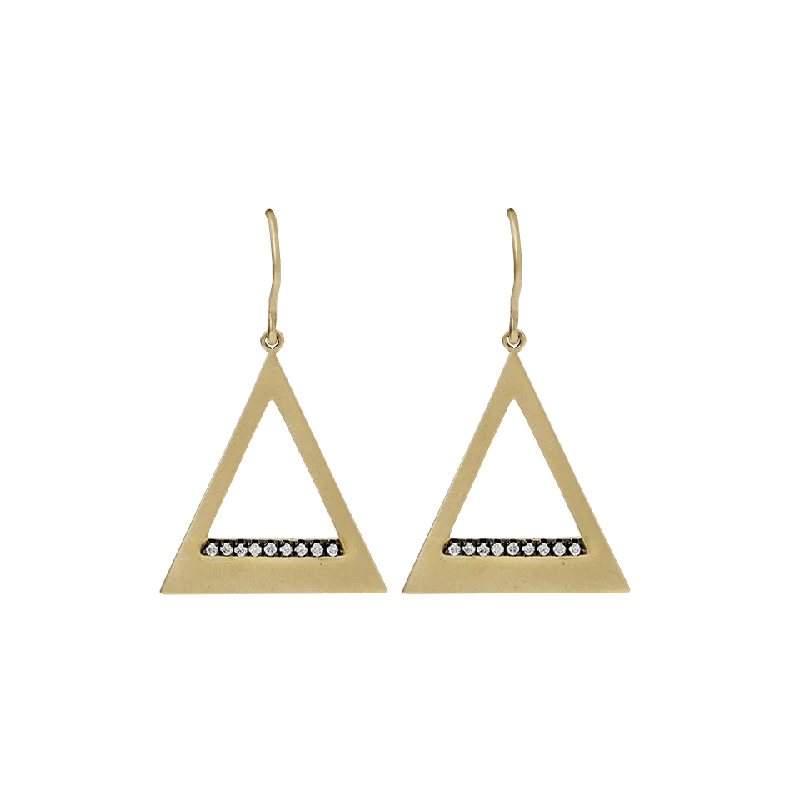 Drop Earrings for Fitness Activities -Triangle Earrings With Diamond Pave