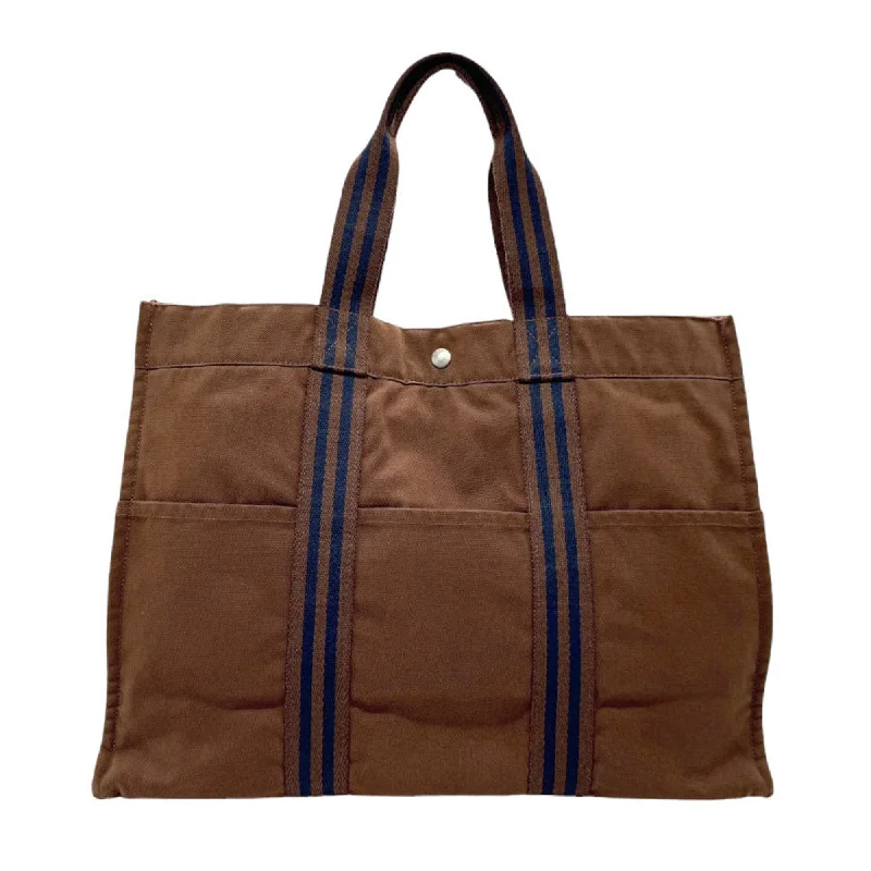 Handle bags with zipper tops for security -Hermes  Canvas Handbag Tote Bag (Pre-Owned)