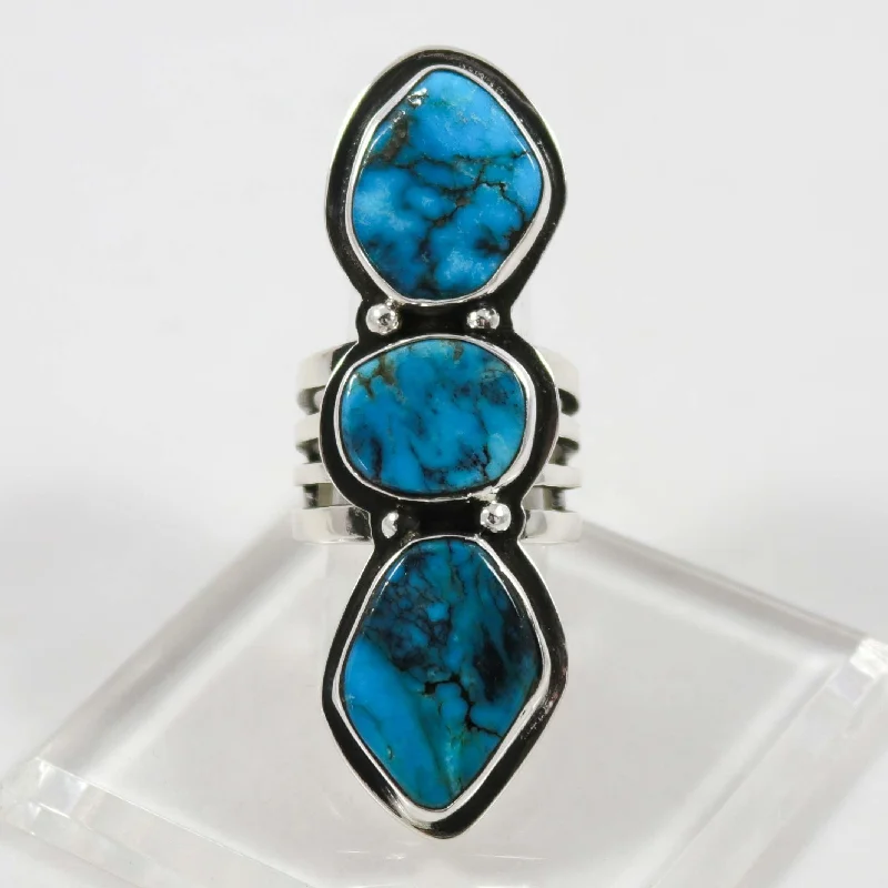 Rings with carved onyx for bold sleekness -Morenci Turquoise Ring