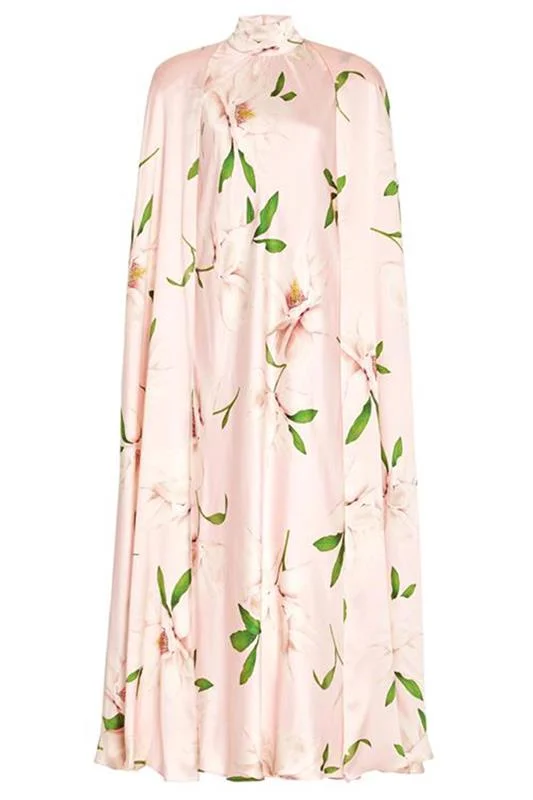 Abstract Dresses for Creative -Floral Printed Cape Dress