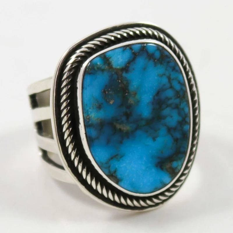 Rings with claw-set amethyst for security -Morenci Turquoise Ring