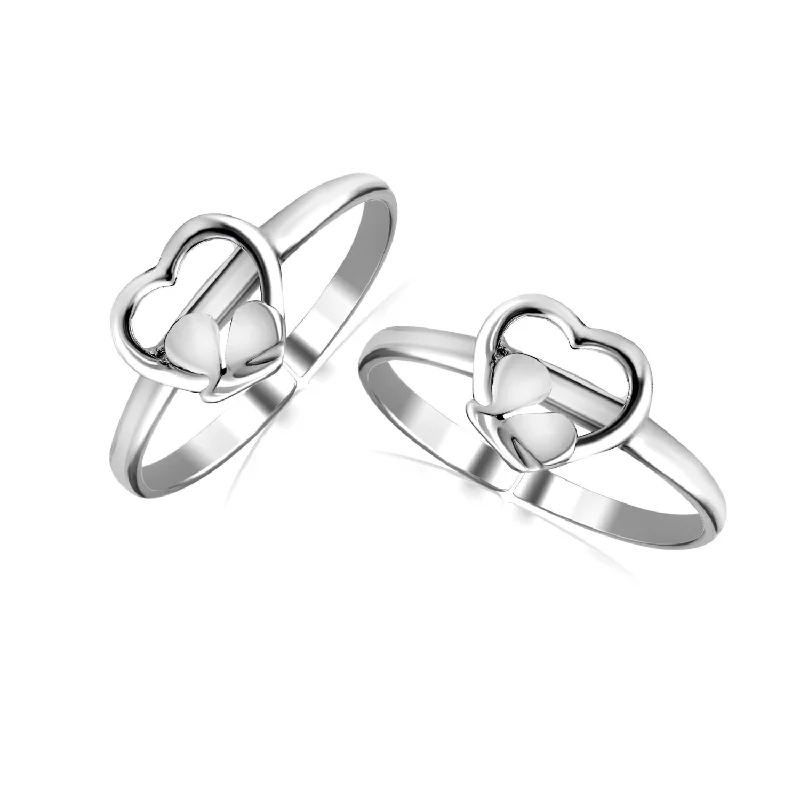 Rings with polished opal for iridescent beauty -925 Sterling Silver Stylish Heart Toe Ring For Women