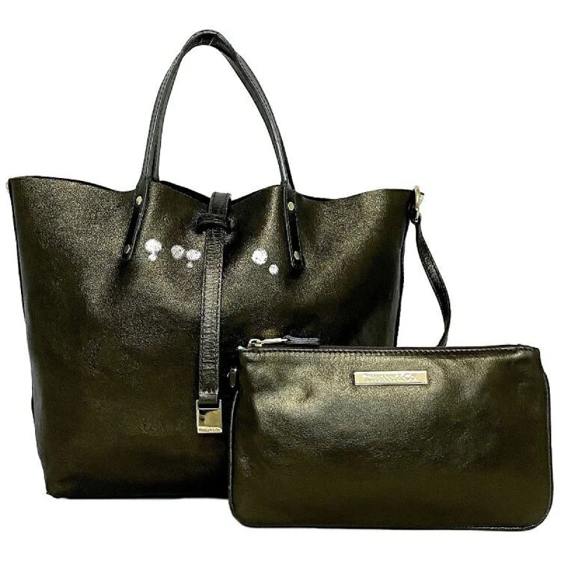 Handle bags with sturdy bases for stability -Tiffany   Metallic Leather Suede Handbag Tote Bag (Pre-Owned)