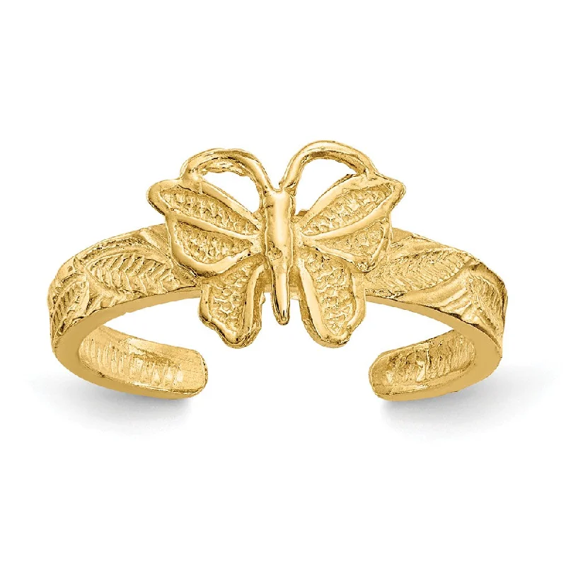 Dainty rings with subtle engraved star motifs -Butterfly Toe Ring in 14 Karat Gold