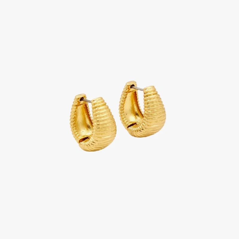 Clip On Drop Earrings for Non Pierced -Ridge Huggie Earrings (Vintage Gold)