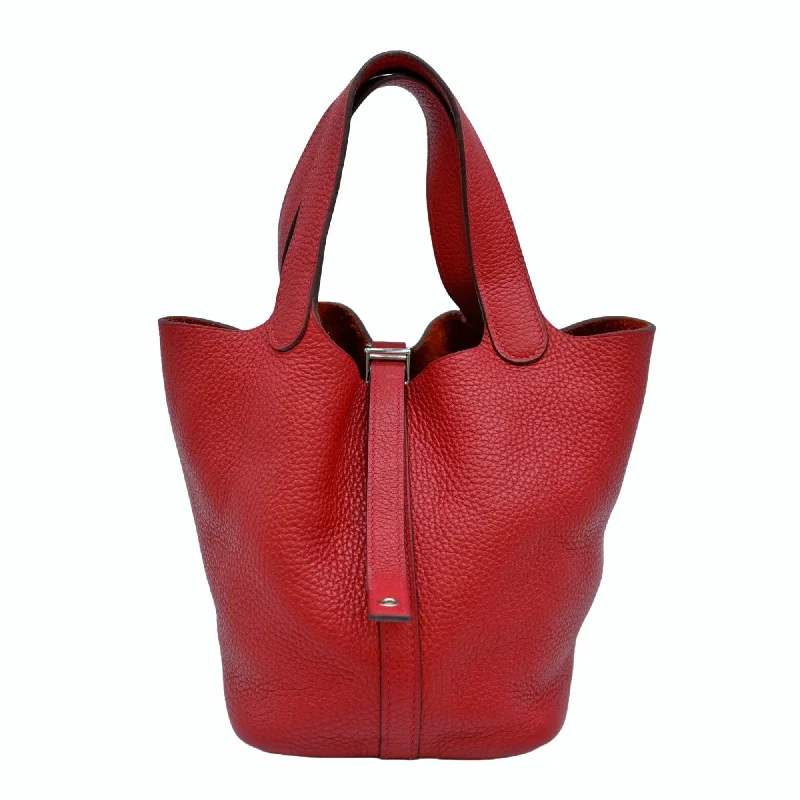 Handle bags with quilted leather for luxury -Hermes  Color Rouge Casaque Taurillon Clemence Leather Handbag Tote Bag (Pre-Owned)