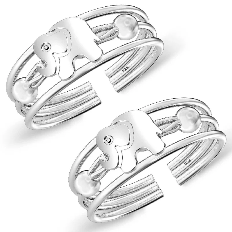 Rings with wave patterns for ocean vibes -925 Sterling Silver Jewellery Elephant Toe Ring for Women