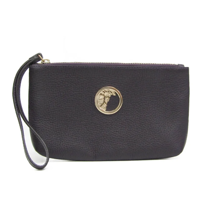 Handle bags with minimalist sleek silhouettes -Versace  Leather Clutch Bag Pouch (Pre-Owned)