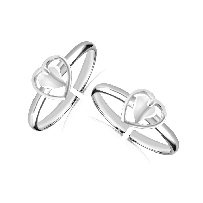 Rings with polished jade for smooth calm -925 Sterling Silver Heart Toe Ring for Women