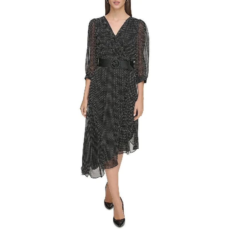 Abstract Dresses for Creative -Karl Lagerfeld Paris Womens Asymmetric Tea Length Midi Dress