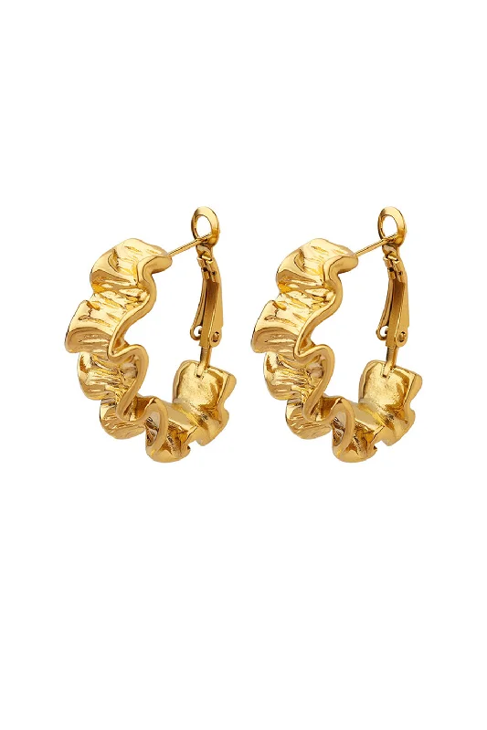 Drop Earrings for Graduation Day -Golden Circle Wave Earrings