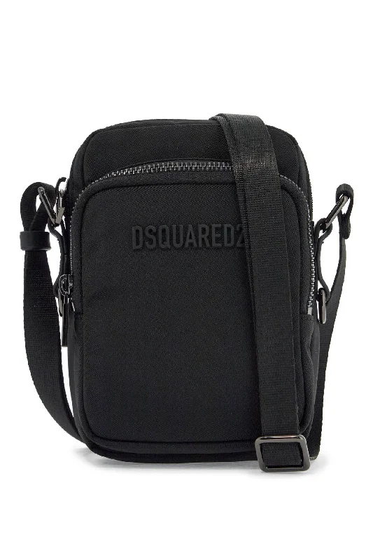 Handle bags with artistic prints for creativity -Dsquared2 Black Minimalist Crossbody Bag In Polyamide