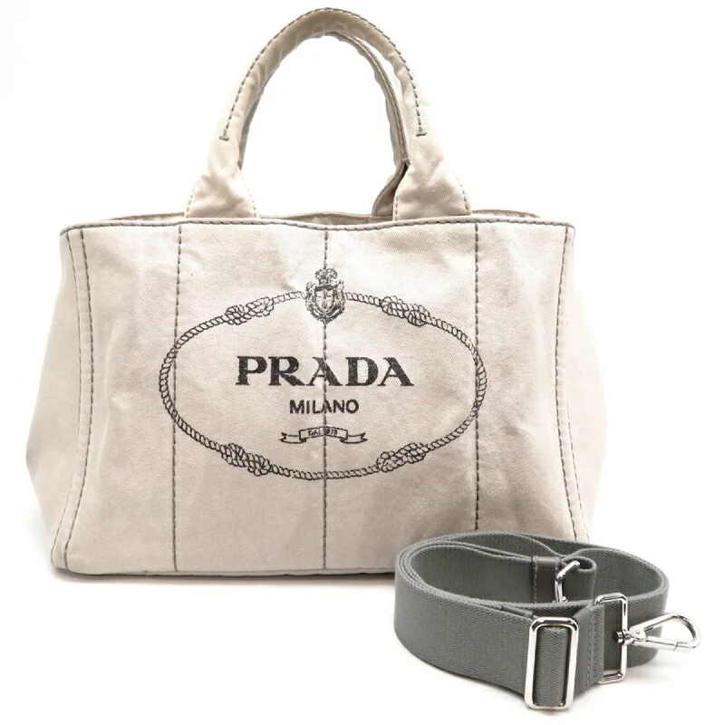 Handle bags with polka dots for fun -Prada Canapa Canvas Tote Bag (Pre-Owned)