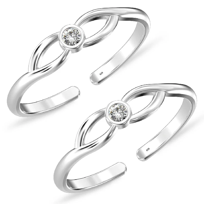 Rings with engraved constellations for stargazers -925 Sterling Silver Cubic Zirconia Toe Ring for Women