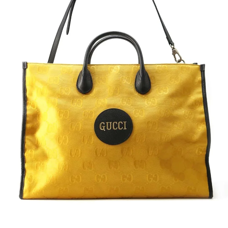 Handle bags with waterproof lining for protection -Gucci Gg Canvas  yellow Nylon Leather Tote Bag (Pre-Owned)