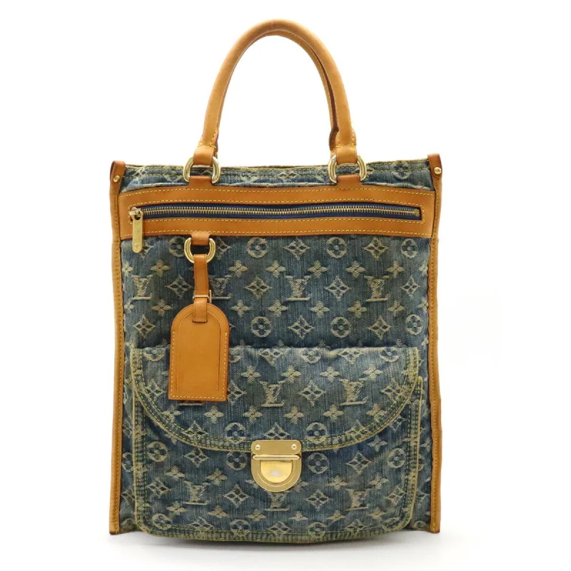 Handle bags with expandable sides for flexibility -Louis Vuitton Monogram blue Handbag Tote Bag (Pre-Owned)