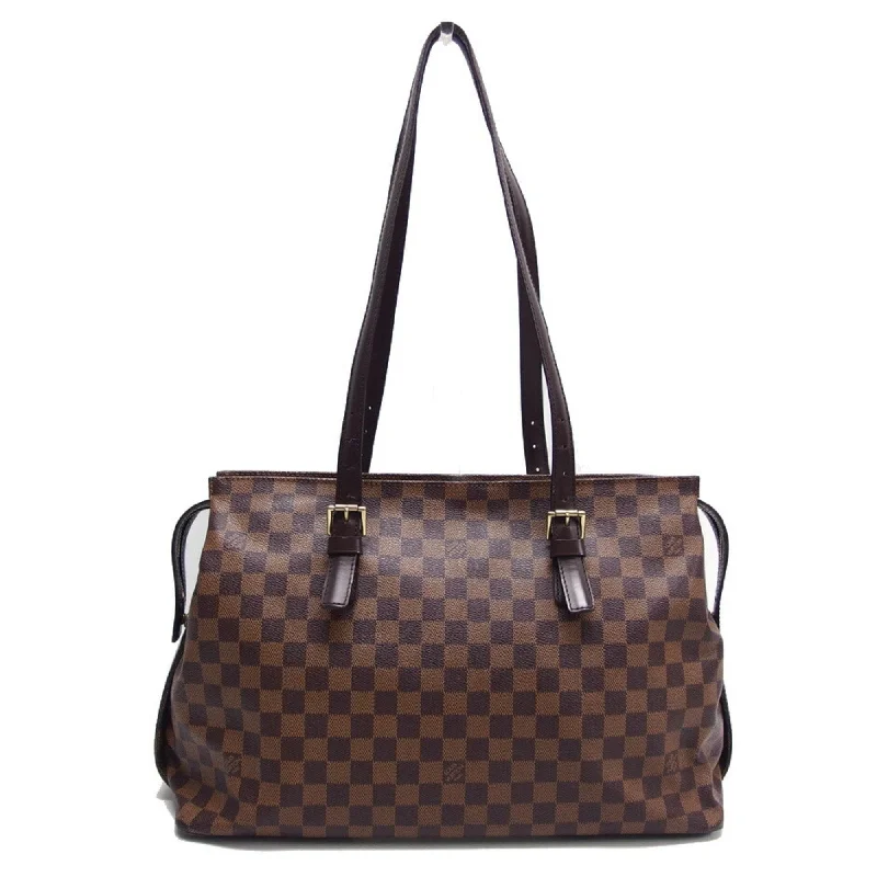 Handle bags with soft velvet for luxury -Louis Vuitton  Damier Canvas Leather Shoulder Bag Tote Bag (Pre-Owned)