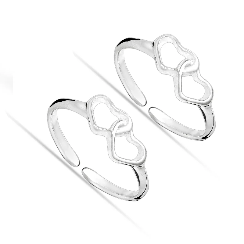 Rings with wide bands for statement wear -925 Sterling Silver Infinity Heart Open Adjustable Toe Rings for Women