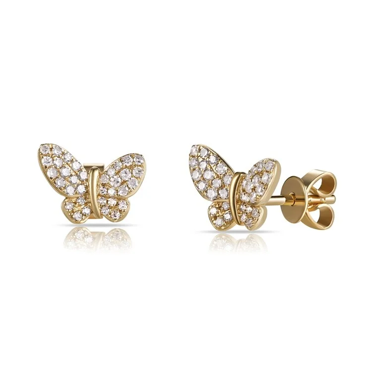 Engagement rings with classic solitaire ruby stones -Joelle Collection Diamond Butterfly Studs Earring 14K Gold 1/5ct TDW