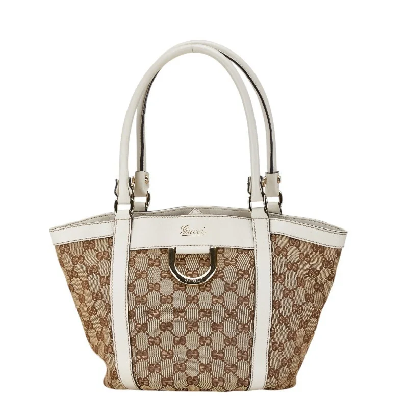 Handle bags with sleek leather for work -Gucci   Canvas Leather Handbag Tote Bag (Pre-Owned)