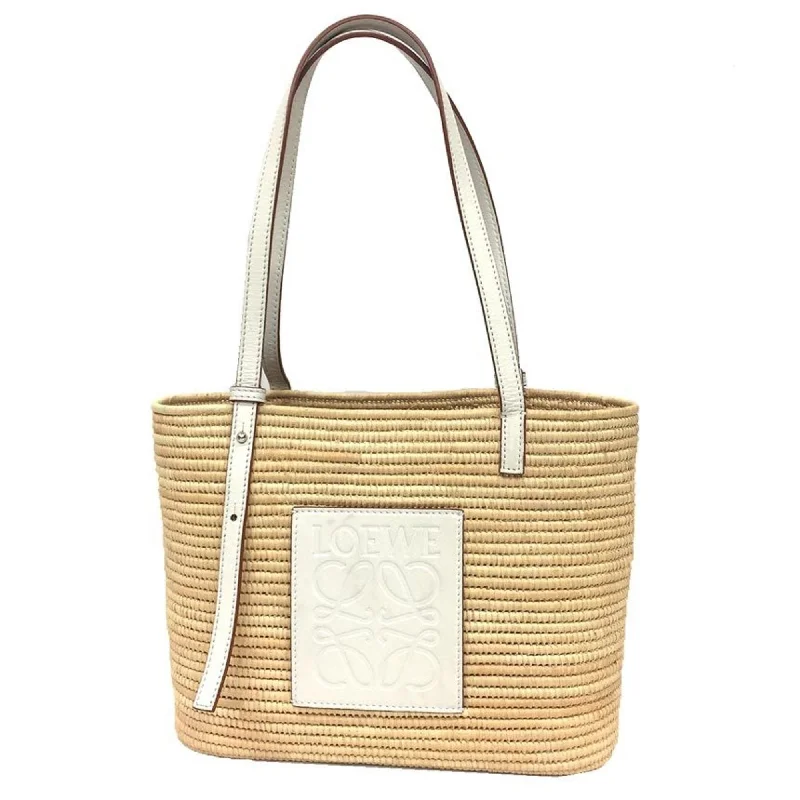 Handle bags with structured shapes for class -Loewe  Raffia Leather Basket Tote Bag (Pre-Owned)