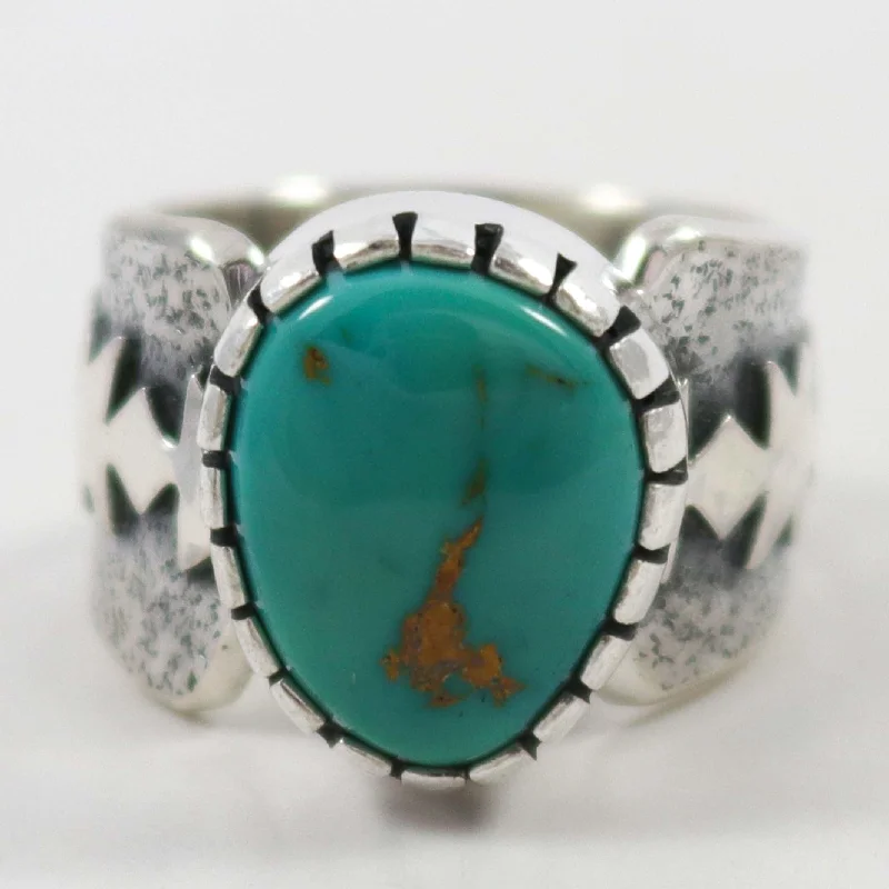 Platinum rings with sparkling sapphire center stones -Royston Turquoise Ring