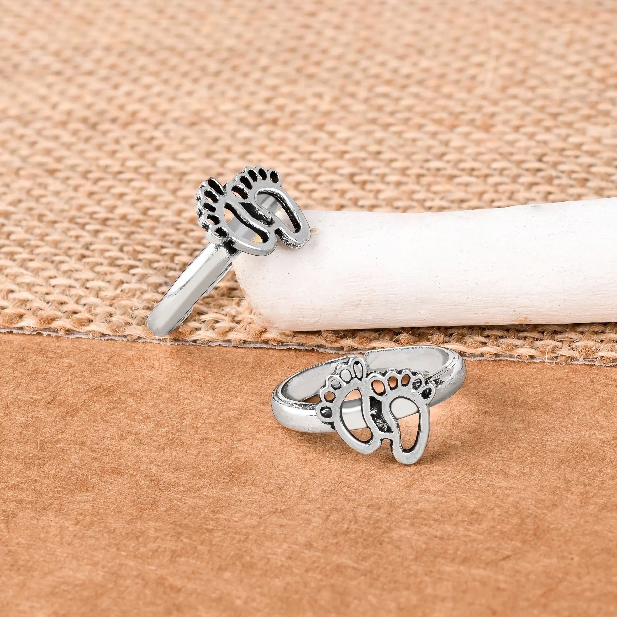 Rings with wave patterns for ocean vibes -Little Feet Silver Toe Ring