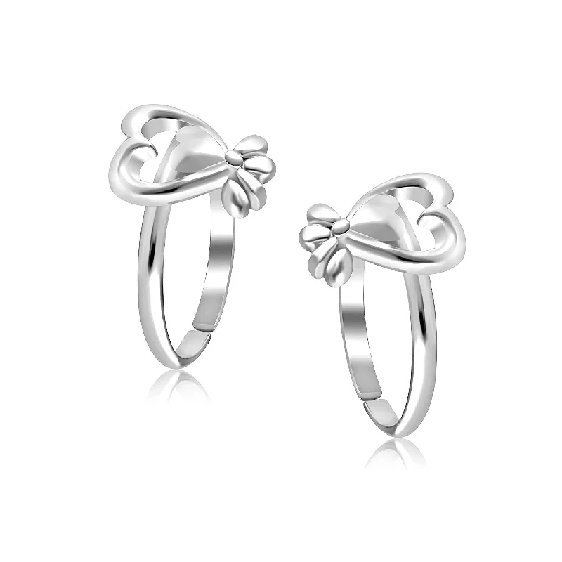 Rings with knot motifs for symbolic love -925 Sterling Silver Crossover Heart Toe Ring for Women