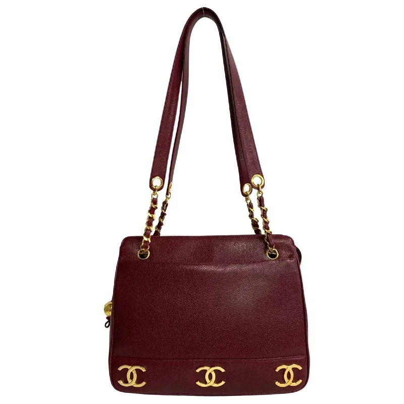 Handle bags with bold logos for branding -Chanel Caviar Skin  Leather Tote Bag (Pre-Owned)