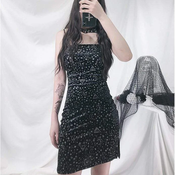 Anniversary Dresses for Special -Women's Grunge Star Pattern Slim Fitted Slip Dresses