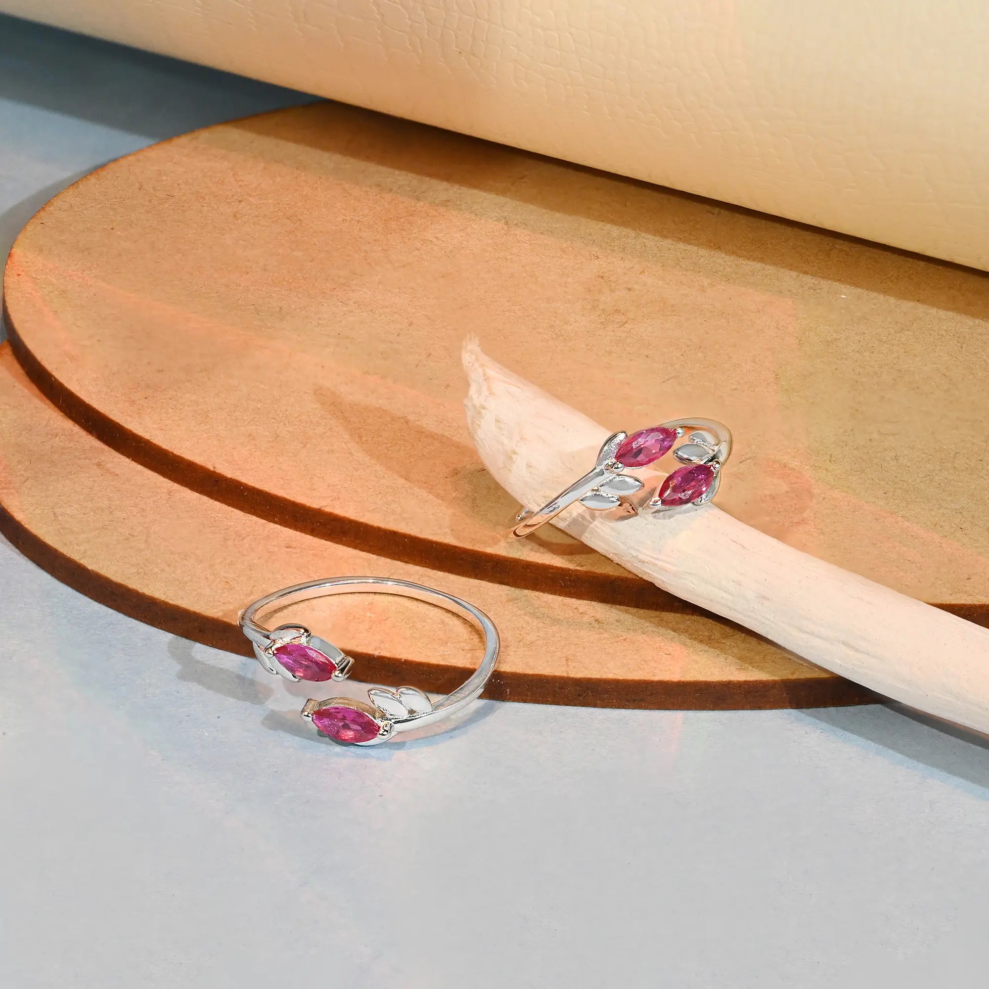 Titanium rings with rugged brushed metal look -Pink Petal Toe Rings