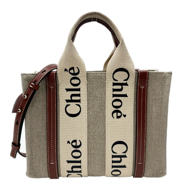 Handle bags with minimalist sleek silhouettes -Chloé    Canvas Leather Tote Bag (Pre-Owned)