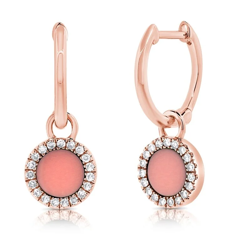 Rings with gothic rose quartz for drama -Joelle Collection Diamond and Pink Mother of Pearl Dangle Earring 14K Gold 1/8ct TDW