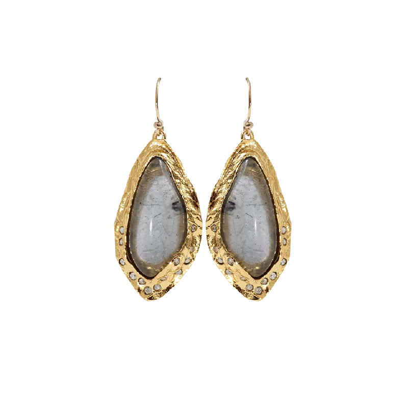 Small Drop Earrings for Delicate -Rocky Drop Labradorite Earrings