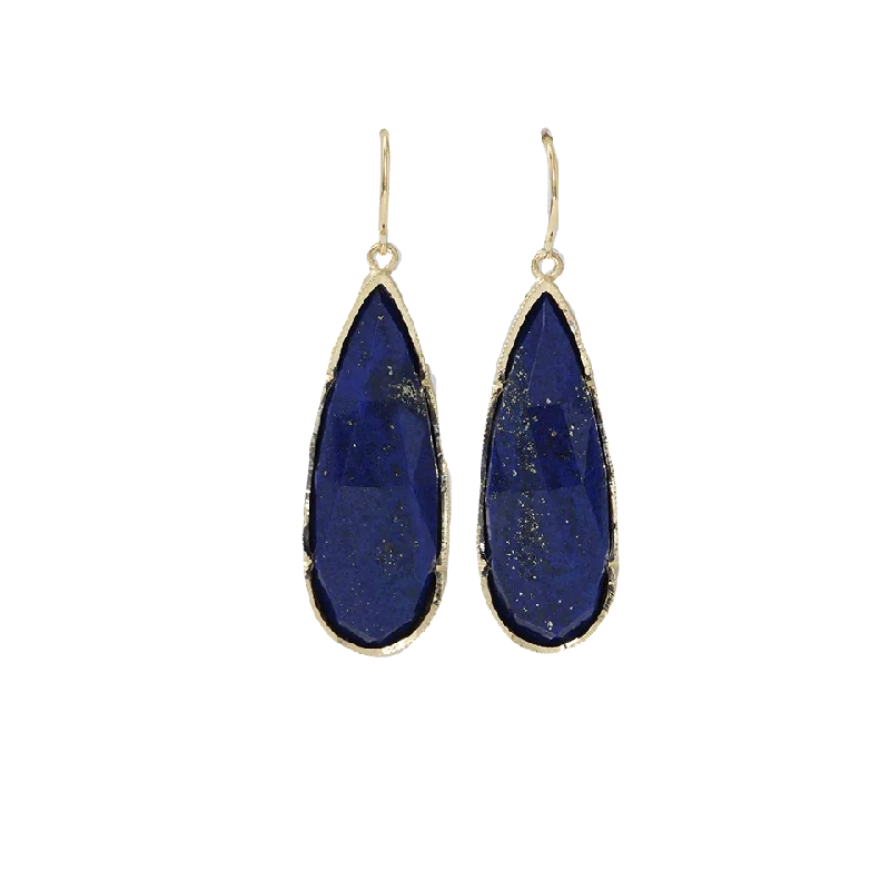 Short Drop Earrings for Subtle -Lapis Pear Shape Earrings