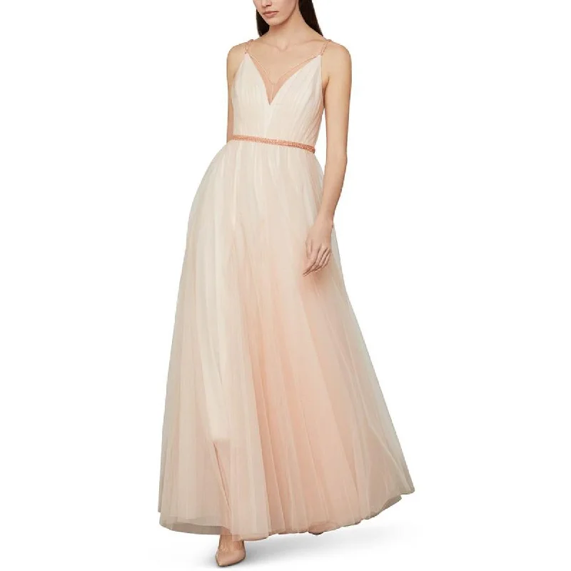 Linen Dresses for Breathable -BCBGMAXAZRIA Womens Tulle Beaded Evening Dress