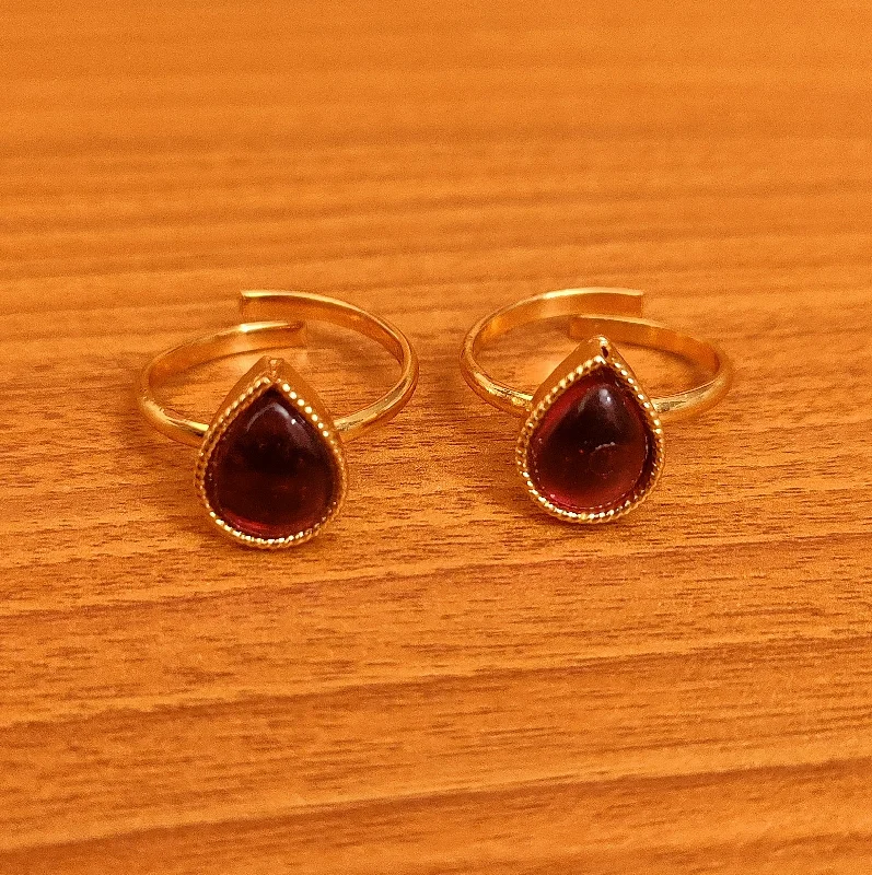 Rings with spiral ruby for bold twist -PEAR SHAPED RED COLOUR ADJUSTABLE TO RING