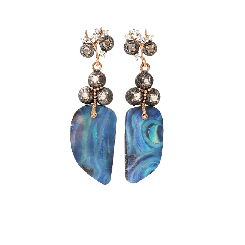 Star Shaped Drop Earrings for Charm -Afrodite Earrings With Boulder Opal