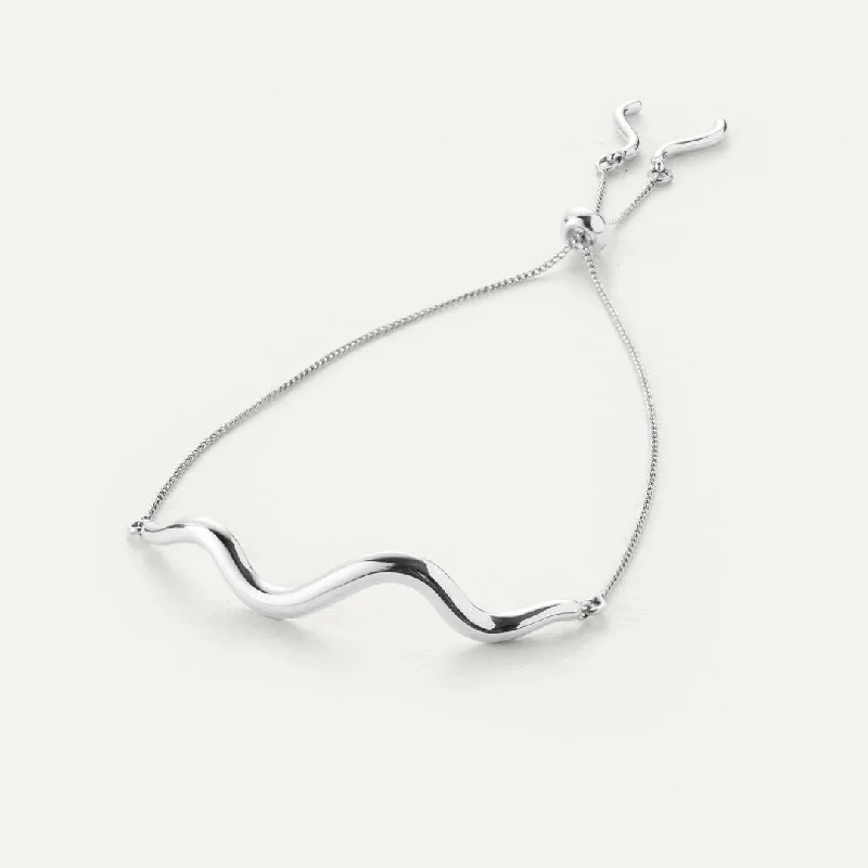 Drop Earrings with Abstract Designs -Squiggle Bracelet (Silver)