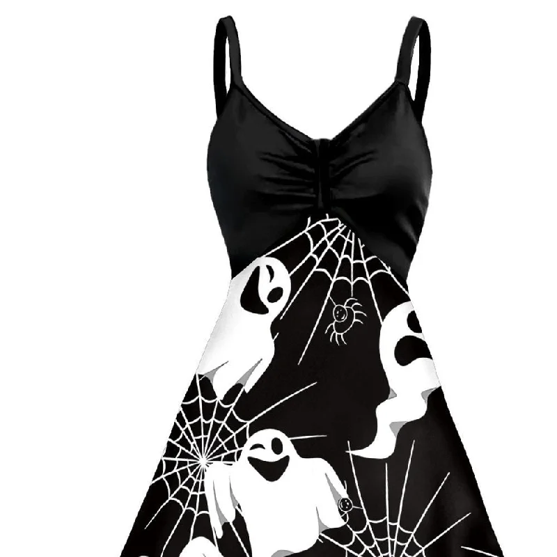 Strapless Dresses for Glamorous -Women's Halloween Skull Head Printing Slip Dress