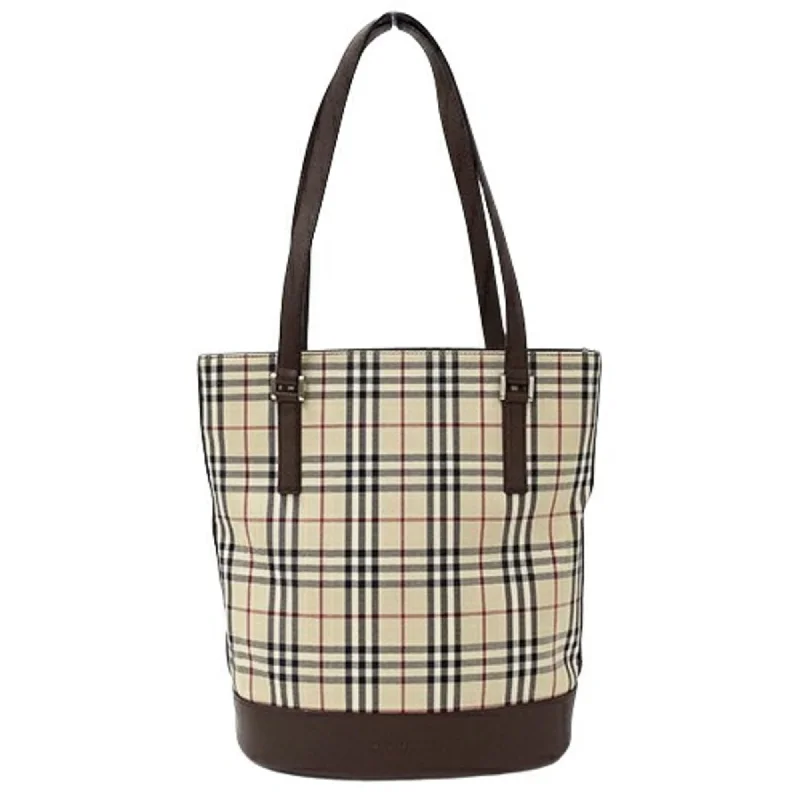 Handle bags with modern cutouts for style -Burberry   Canvas Leather Tote Bag (Pre-Owned)