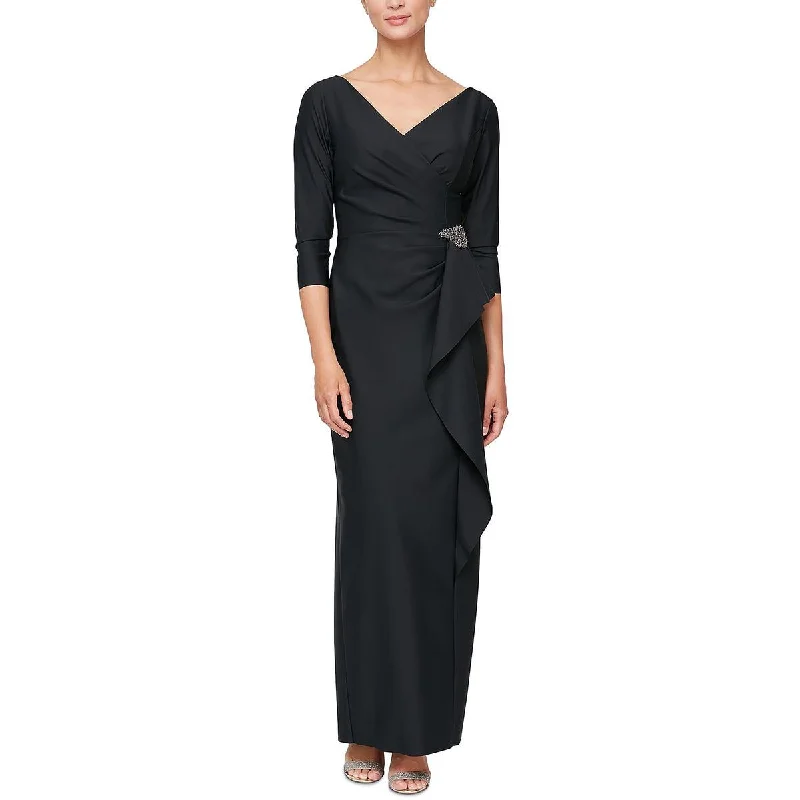 Gray Dresses for Subtle -Alex Evenings Womens   Pleated Long Evening Dress