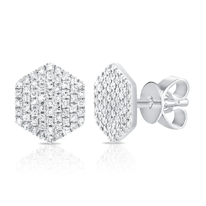 Rings with star sapphire for unique glow -Joelle Collection Diamond Pave Hexagon Studs Earring 14K Gold 1/4ct TDW