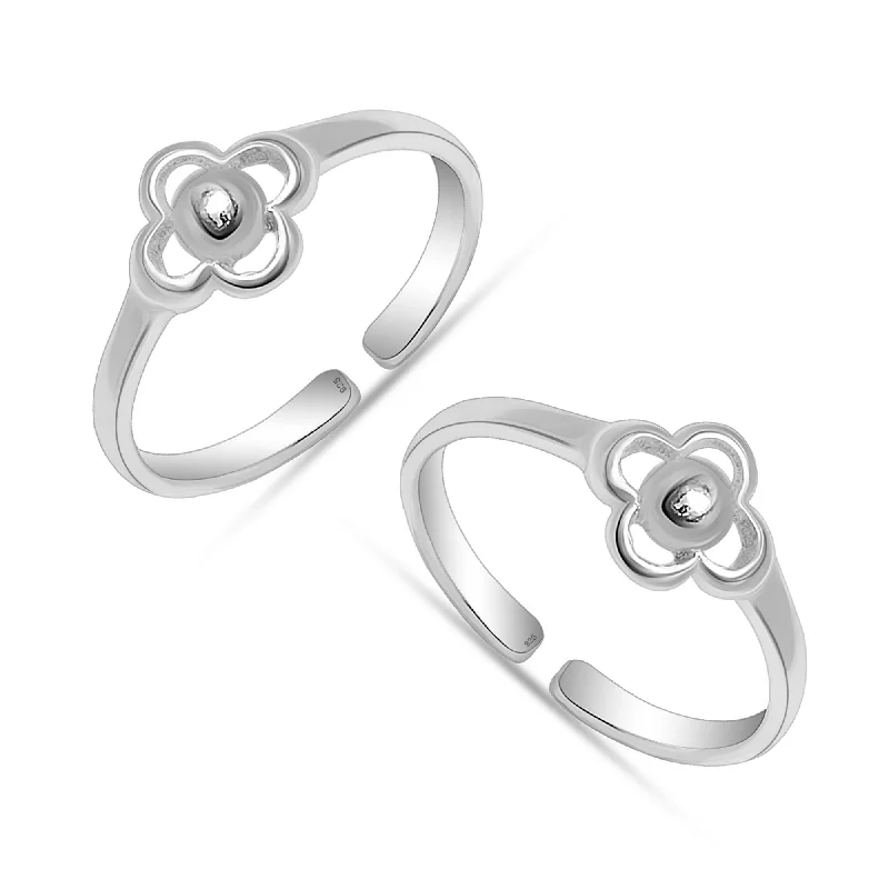 Rings with crescent moon for lunar charm -925 Sterling Silver Flower Desing Toe Ring for Women