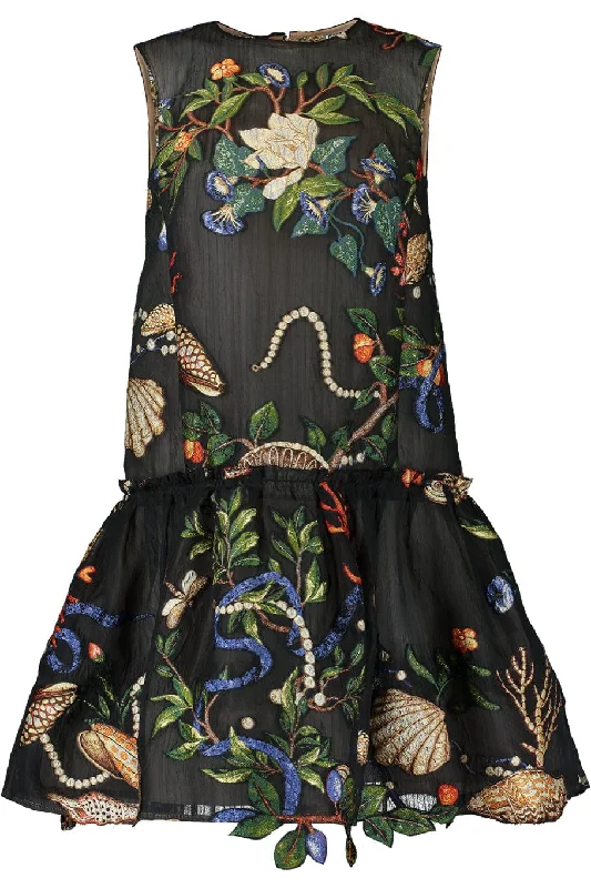 Abstract Dresses for Creative -Sleeveless Pietre Dure Peplum Dress