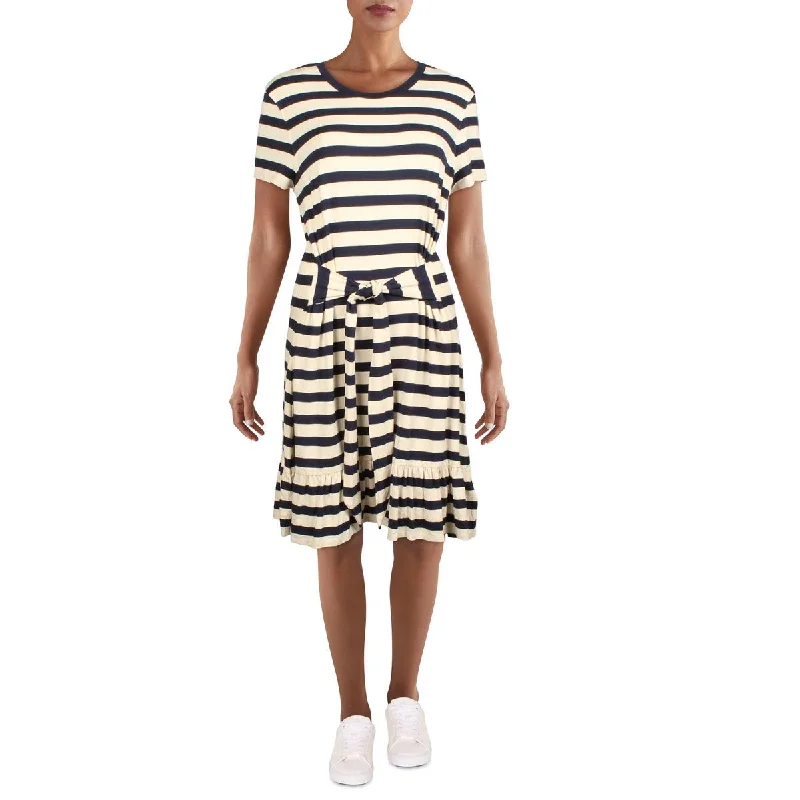 Purple Dresses for Royalty -Lauren Ralph Lauren Womens Striped Mini T-Shirt Dress