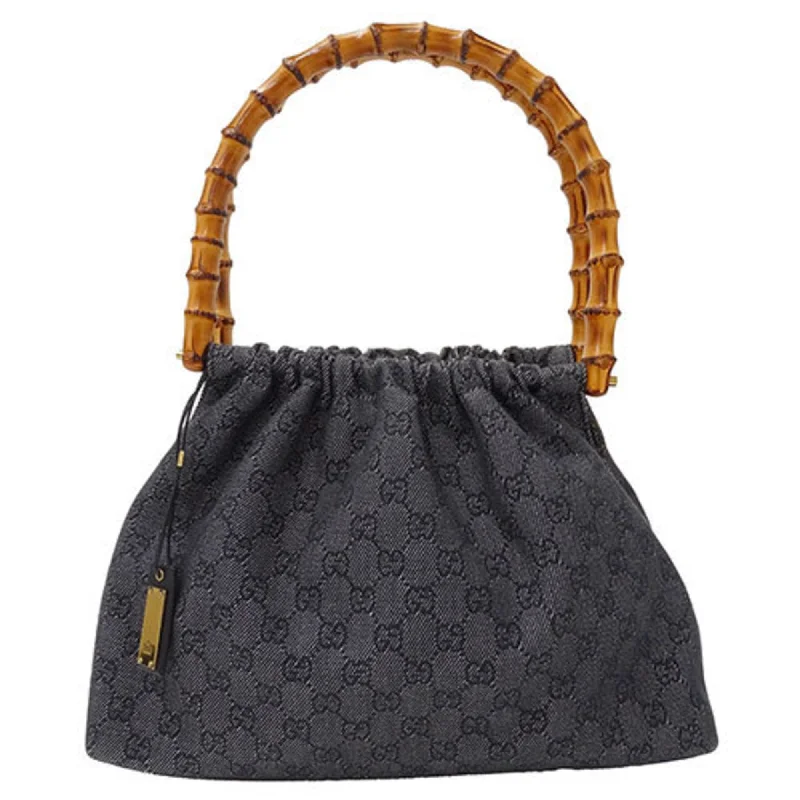 Quilted handle bags with stylish textured finish -Gucci Gg Canvas  Gg Canvas Bamboo Tote Bag (Pre-Owned)